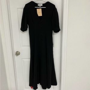 La Ligne $495 Florence Dress Black Button Front Midi it’s already 50 percent off